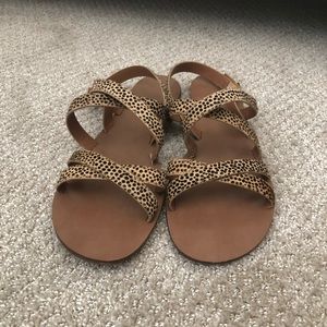 J Crew Calf Hair Cross Strap Sandals, 10